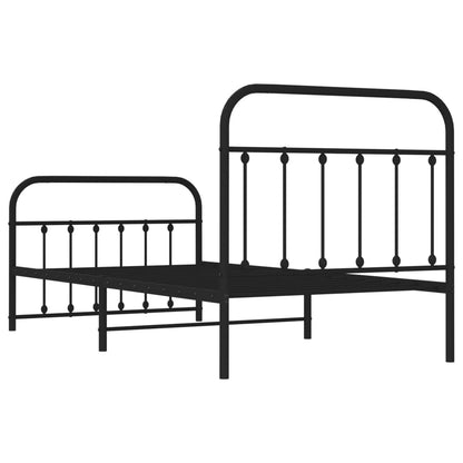 Estrutura de cama com cabeceira e pés 100x190 cm metal preto