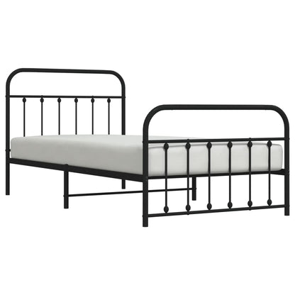 Estrutura de cama com cabeceira e pés 100x200 cm metal preto