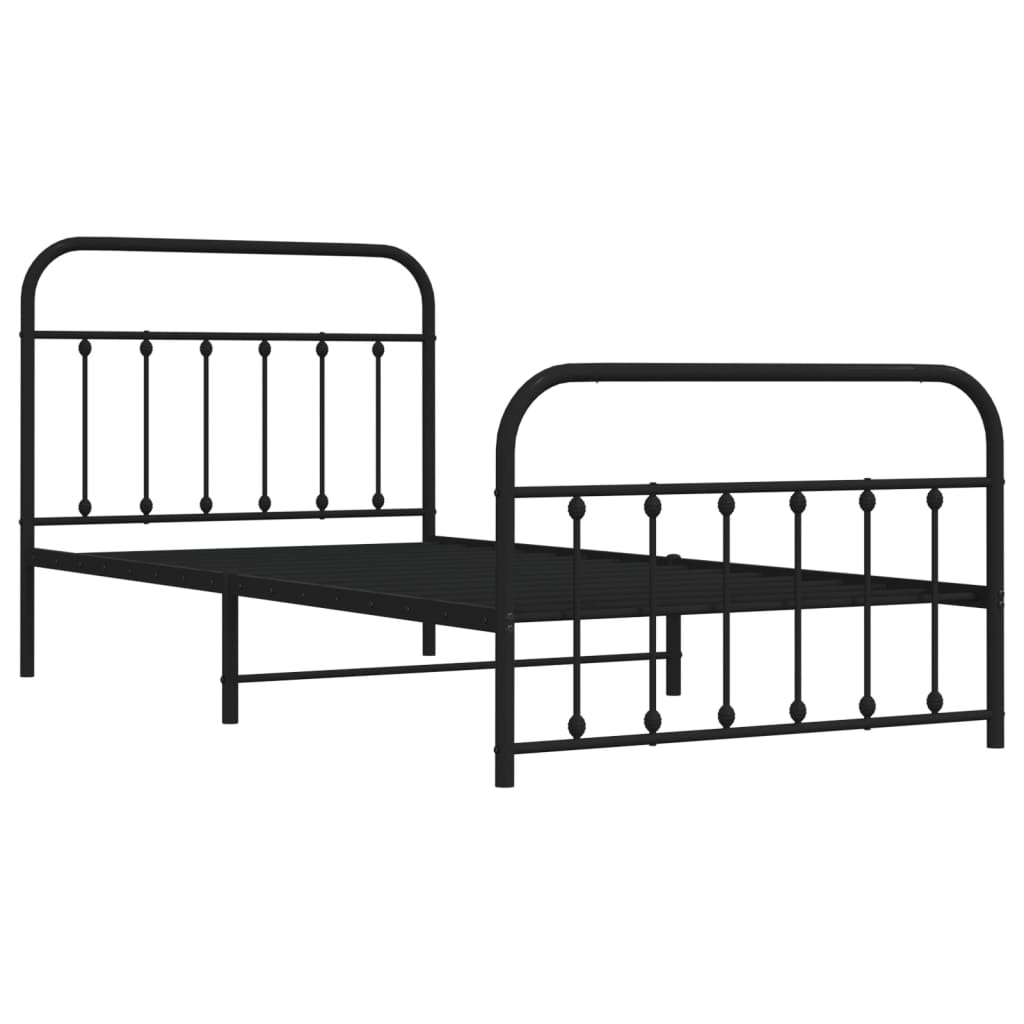 Estrutura de cama com cabeceira e pés 100x200 cm metal preto