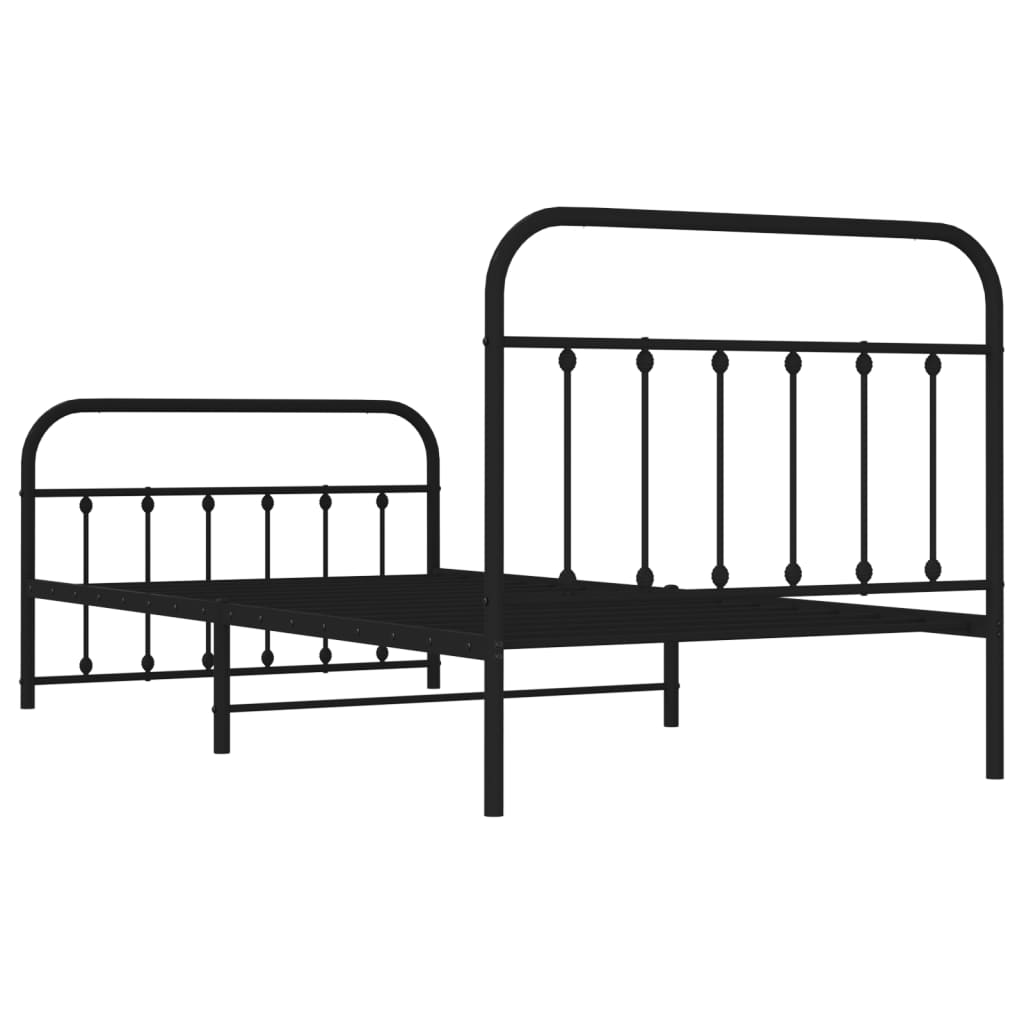 Estrutura de cama com cabeceira e pés 100x200 cm metal preto