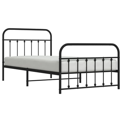 Estrutura de cama com cabeceira e pés 107x203 cm metal preto