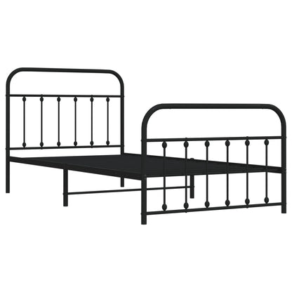 Estrutura de cama com cabeceira e pés 107x203 cm metal preto