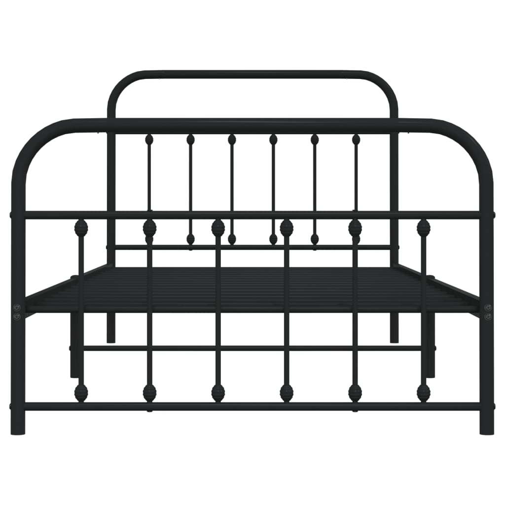 Estrutura de cama com cabeceira e pés 107x203 cm metal preto