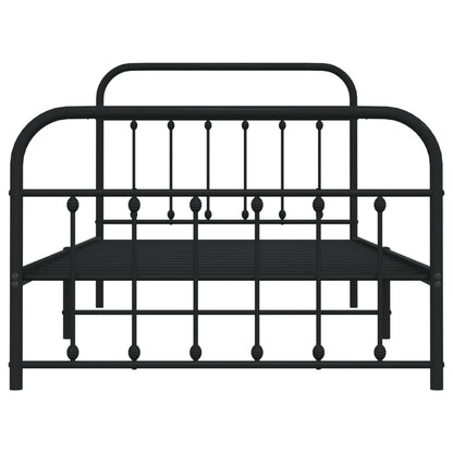 Estrutura de cama com cabeceira e pés 107x203 cm metal preto