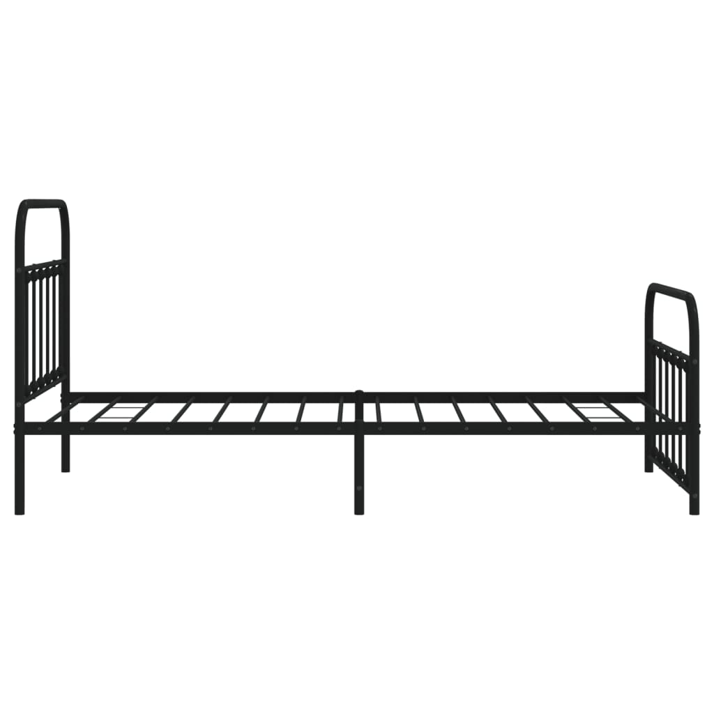 Estrutura de cama com cabeceira e pés 107x203 cm metal preto