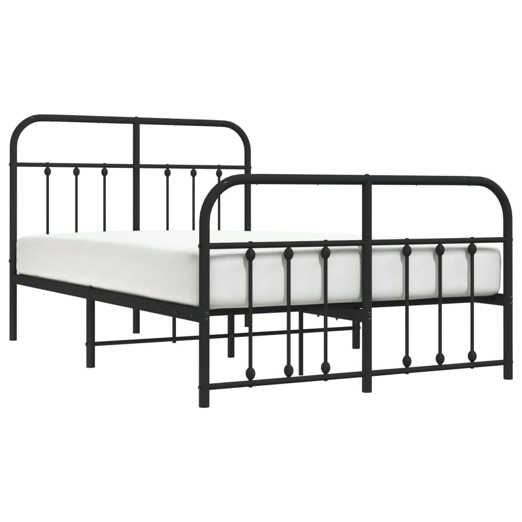 Estrutura de cama com cabeceira e pés 120x200 cm metal preto