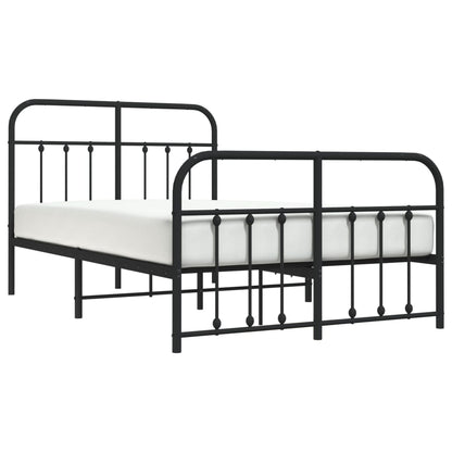 Estrutura de cama com cabeceira e pés 120x200 cm metal preto