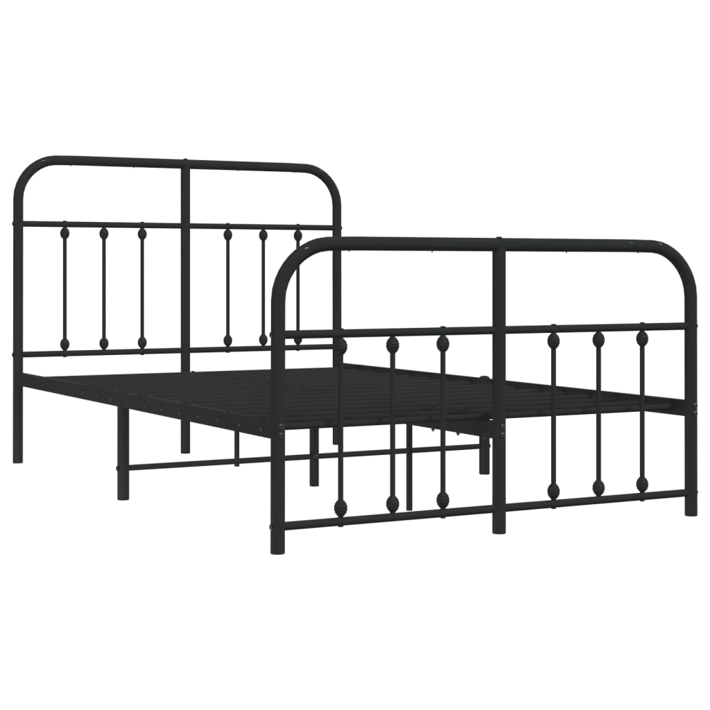 Estrutura de cama com cabeceira e pés 120x200 cm metal preto