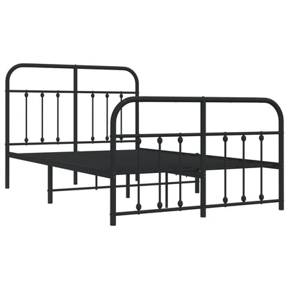 Estrutura de cama com cabeceira e pés 120x200 cm metal preto