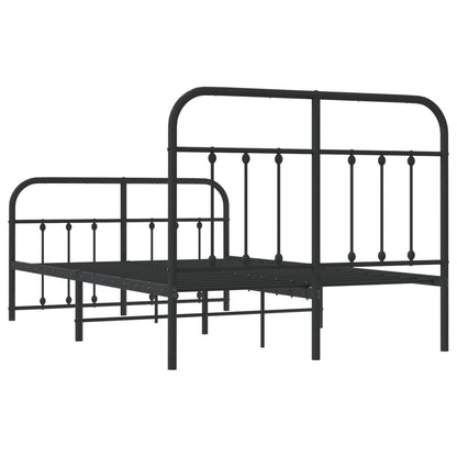 Estrutura de cama com cabeceira e pés 120x200 cm metal preto