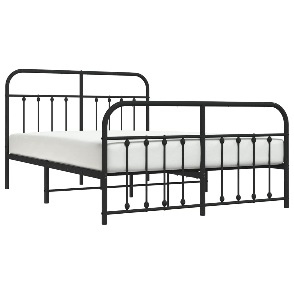 Estrutura de cama com cabeceira e pés 135x190 cm metal preto