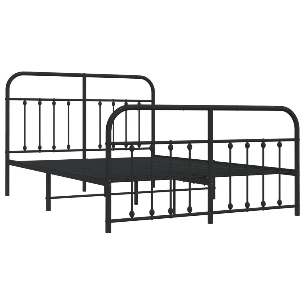 Estrutura de cama com cabeceira e pés 135x190 cm metal preto