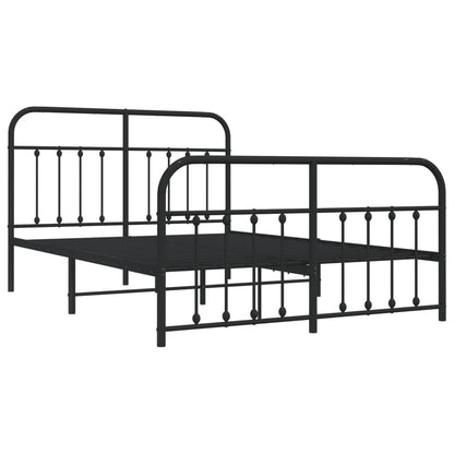 Estrutura de cama com cabeceira e pés 135x190 cm metal preto