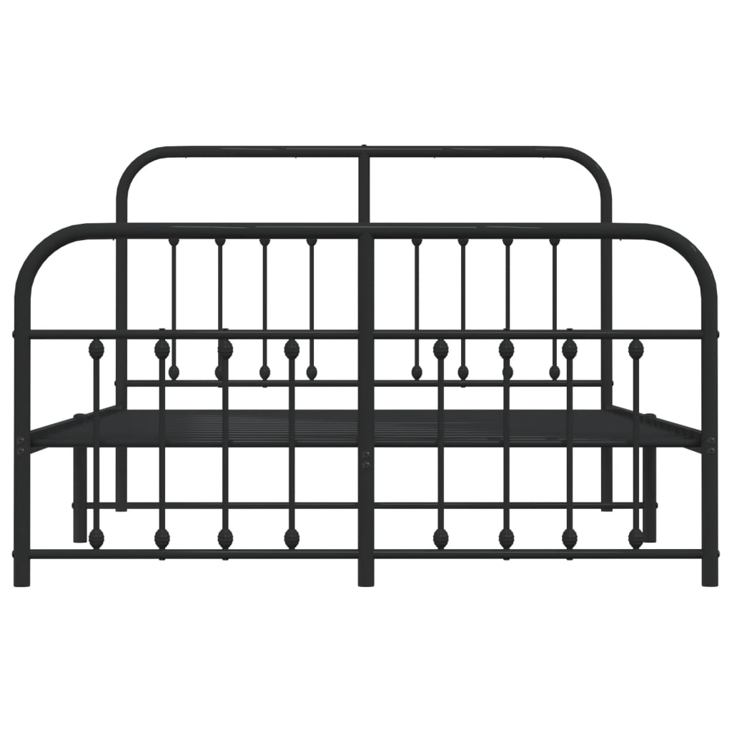 Estrutura de cama com cabeceira e pés 135x190 cm metal preto