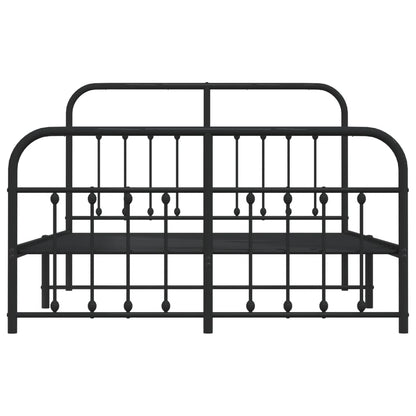 Estrutura de cama com cabeceira e pés 135x190 cm metal preto