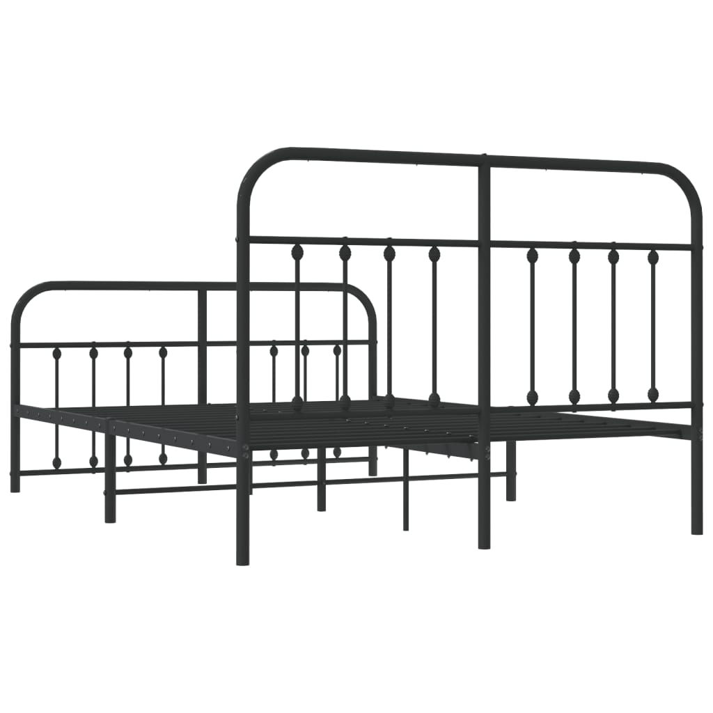 Estrutura de cama com cabeceira e pés 135x190 cm metal preto