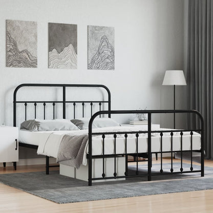 Estrutura de cama com cabeceira e pés 135x190 cm metal preto