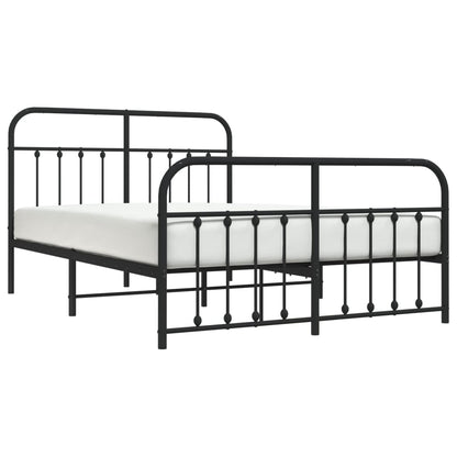 Estrutura de cama com cabeceira e pés 140x190 cm metal preto