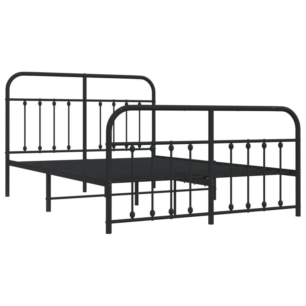 Estrutura de cama com cabeceira e pés 140x190 cm metal preto