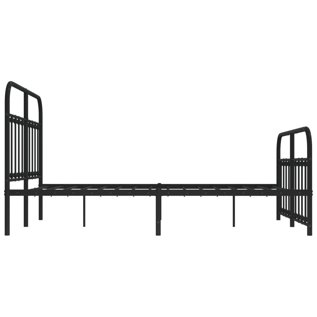 Estrutura de cama com cabeceira e pés 140x190 cm metal preto