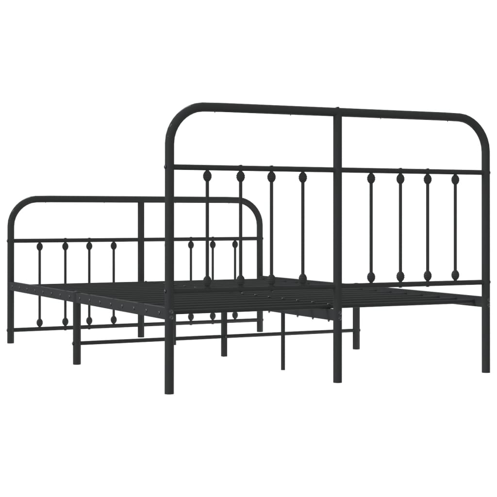 Estrutura de cama com cabeceira e pés 140x190 cm metal preto