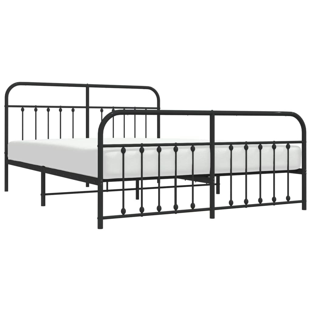 Estrutura de cama com cabeceira e pés 160x200 cm metal preto