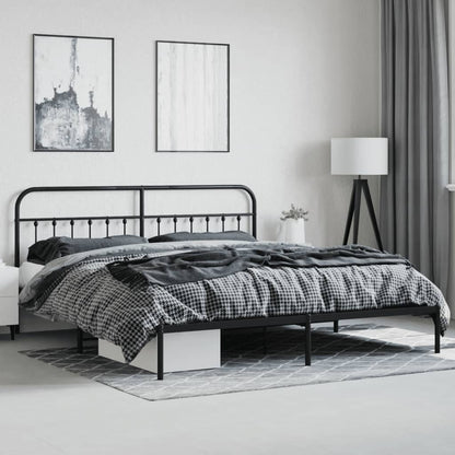 Estrutura de cama com cabeceira e pés 160x200 cm metal preto