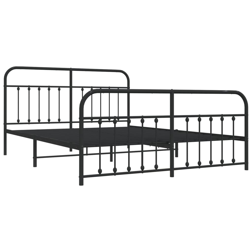 Estrutura de cama com cabeceira e pés 160x200 cm metal preto