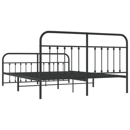 Estrutura de cama com cabeceira e pés 160x200 cm metal preto