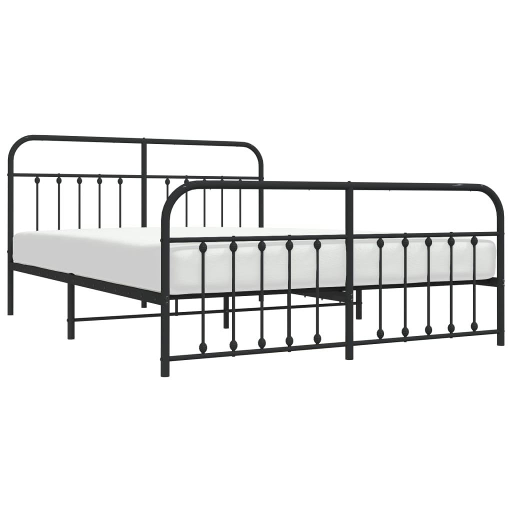 Estrutura de cama com cabeceira e pés 180x200 cm metal preto