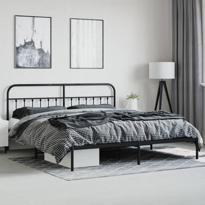 Estrutura de cama com cabeceira e pés 180x200 cm metal preto