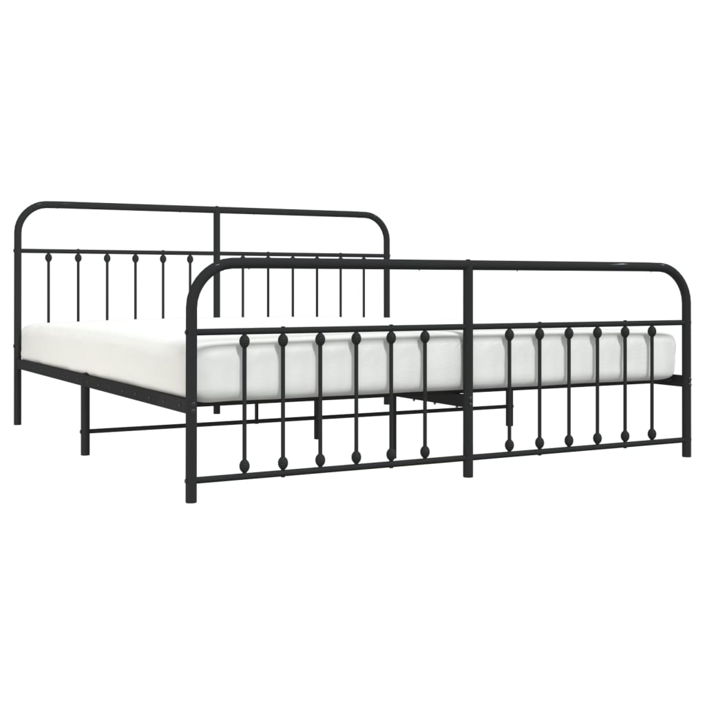 Estrutura de cama com cabeceira e pés 193x203 cm metal preto