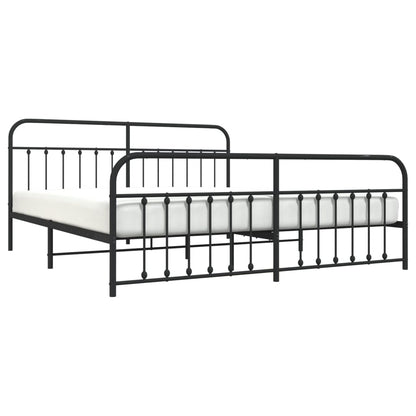 Estrutura de cama com cabeceira e pés 193x203 cm metal preto