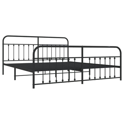 Estrutura de cama com cabeceira e pés 193x203 cm metal preto