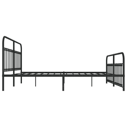 Estrutura de cama com cabeceira e pés 193x203 cm metal preto