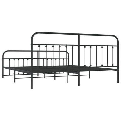 Estrutura de cama com cabeceira e pés 193x203 cm metal preto