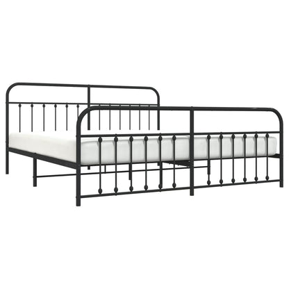 Estrutura de cama com cabeceira e pés 200x200 cm metal preto