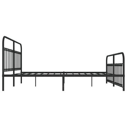 Estrutura de cama com cabeceira e pés 200x200 cm metal preto