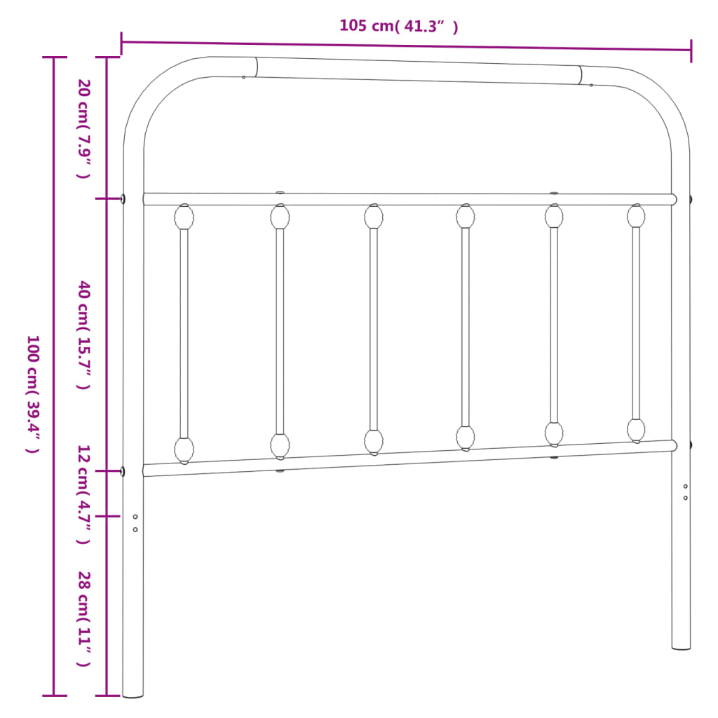 Cabeceira de cama 100 cm metal preto