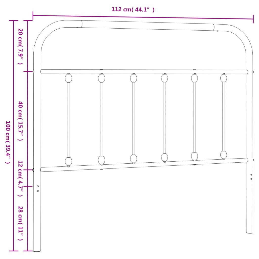 Cabeceira de cama 107 cm metal preto