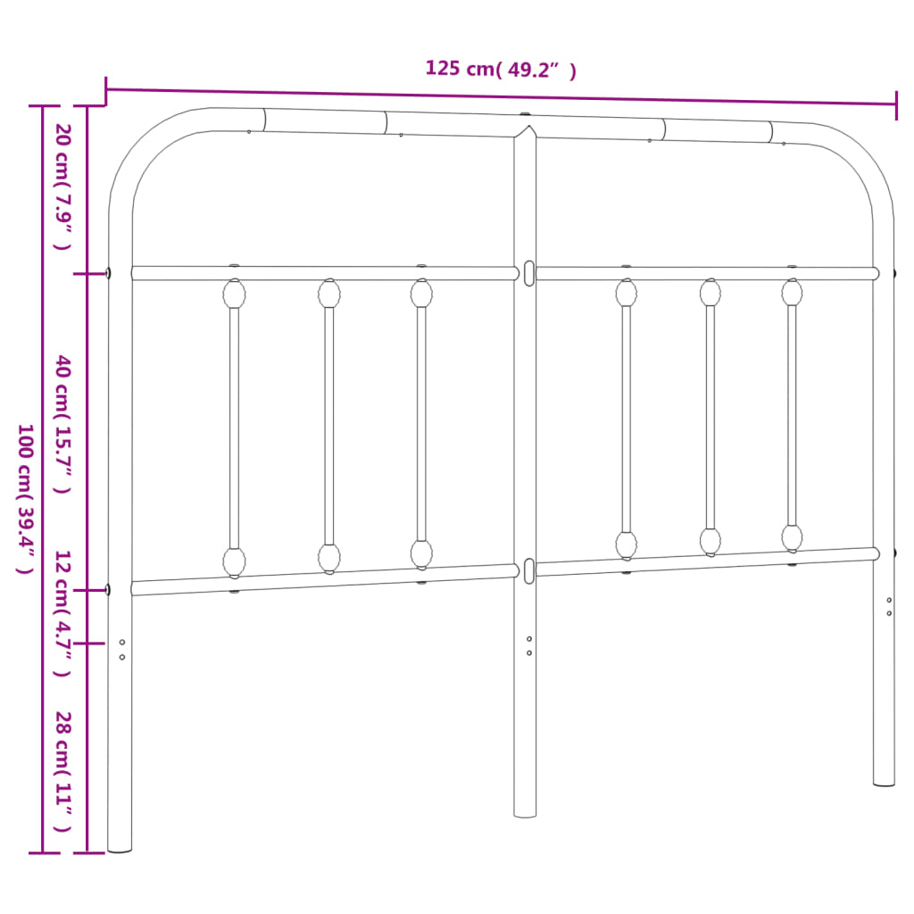 Cabeceira de cama 120 cm metal preto