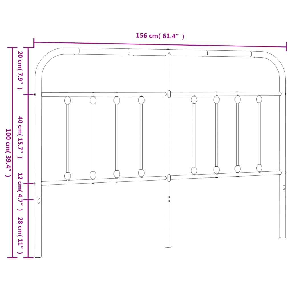 Cabeceira de cama 150 cm metal preto