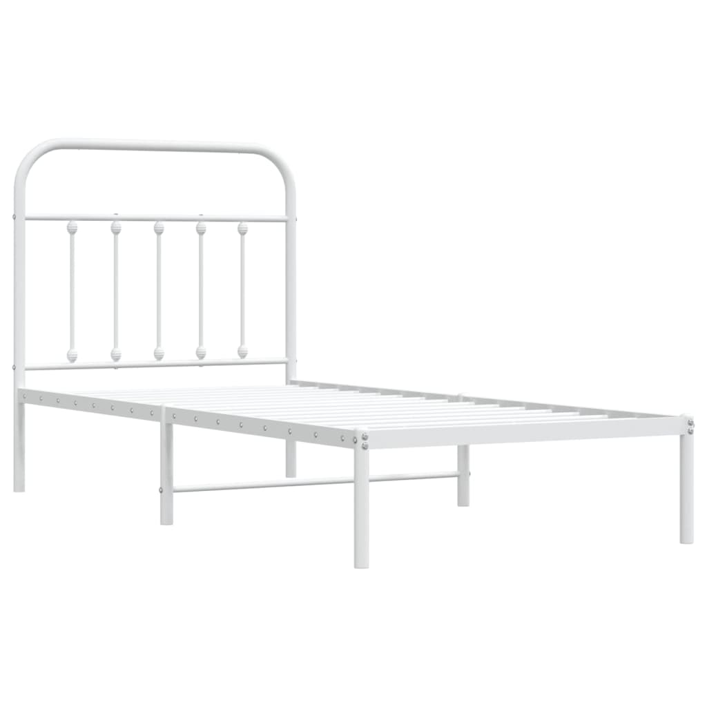 Estrutura de cama com cabeceira 90x200 cm metal branco