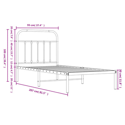 Estrutura de cama com cabeceira 90x200 cm metal branco