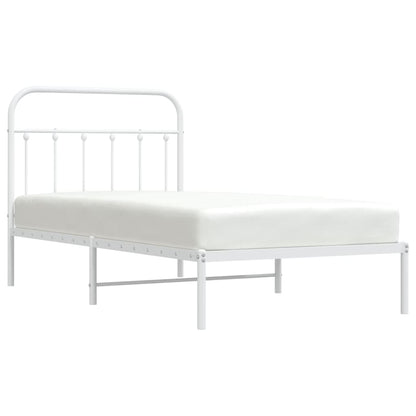 Estrutura de cama com cabeceira 100x190 cm metal branco