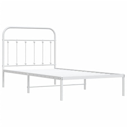 Estrutura de cama com cabeceira 100x190 cm metal branco