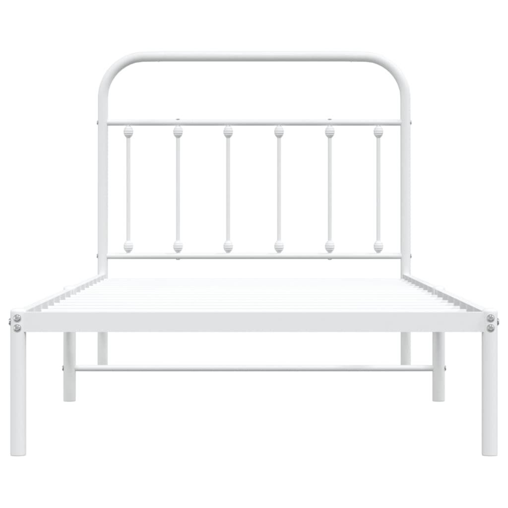 Estrutura de cama com cabeceira 100x190 cm metal branco