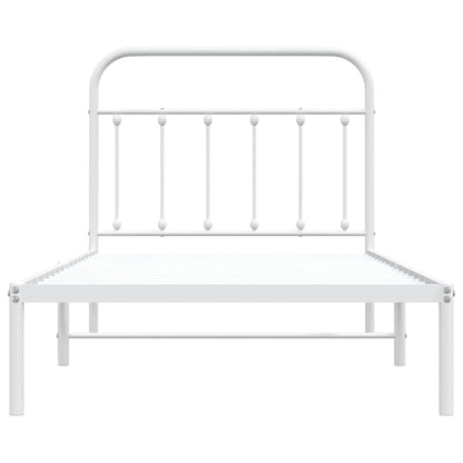 Estrutura de cama com cabeceira 100x190 cm metal branco