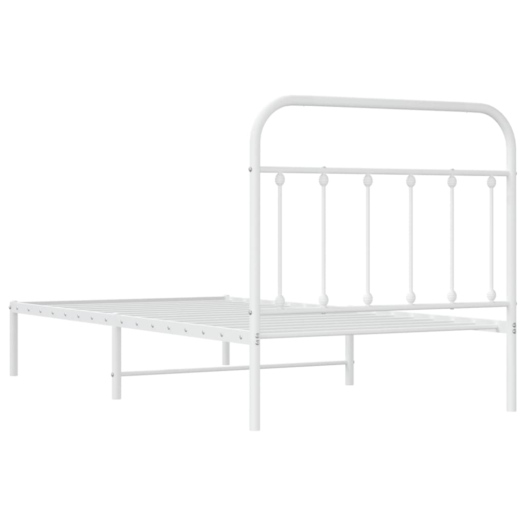 Estrutura de cama com cabeceira 100x190 cm metal branco