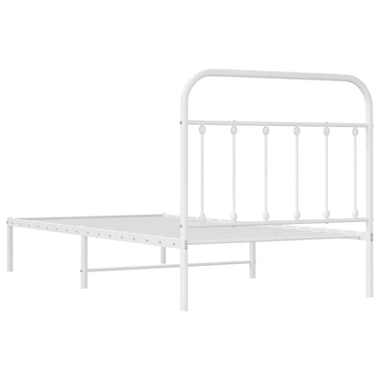 Estrutura de cama com cabeceira 100x190 cm metal branco